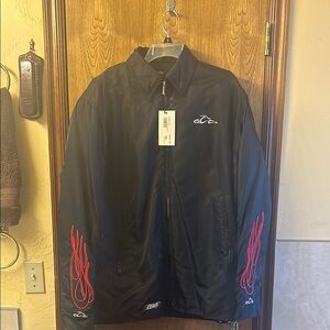 Orange County Choppers Black Flame Ride Motorcycle Jacket with padding.